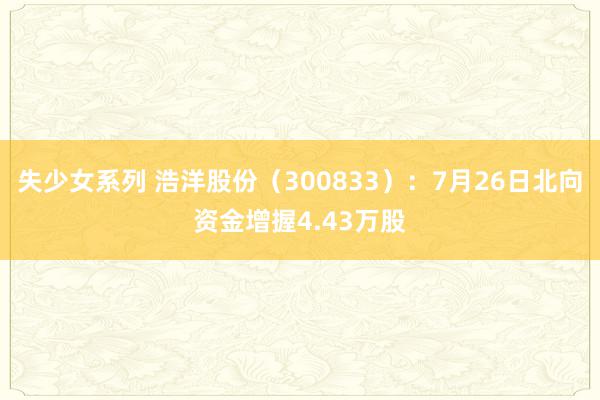 失少女系列 浩洋股份（300833）：7月26日北向资金增握4.43万股