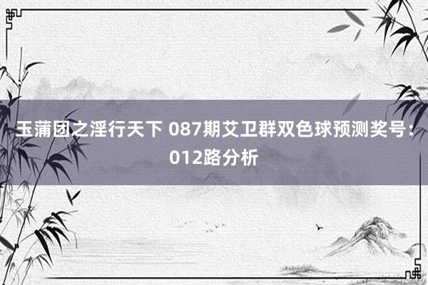 玉蒲团之淫行天下 087期艾卫群双色球预测奖号：012路分析