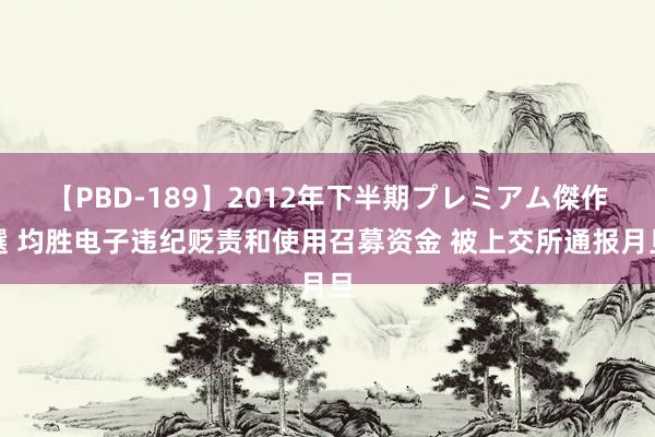 【PBD-189】2012年下半期プレミアム傑作選 均胜电子违纪贬责和使用召募资金 被上交所通报月旦